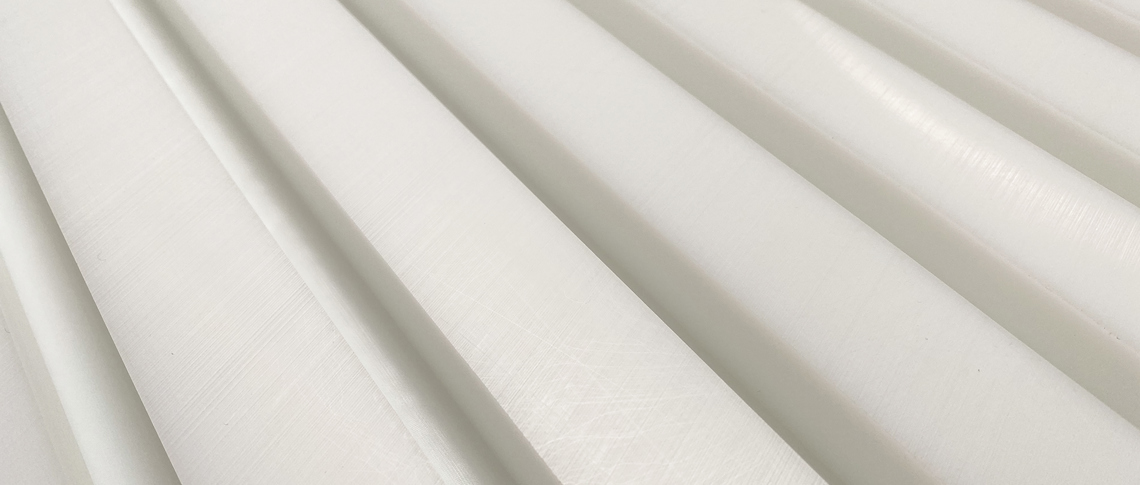 White pods in the material PTFE