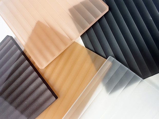 Grooved acrylic in soft colours from Induflex