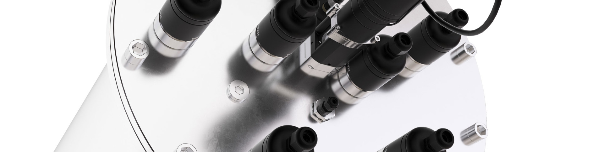 Propper i plast monteret på et UV-desinfektionssystem