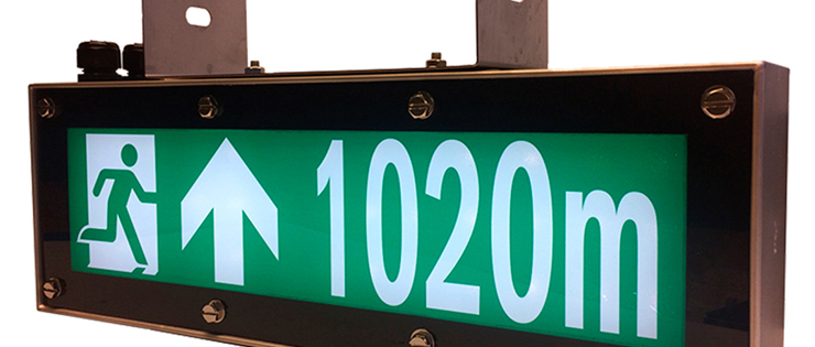 Escape route sign indicating the nearest exit